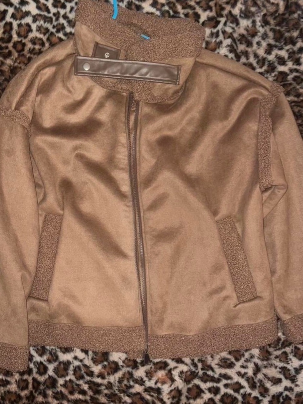 Cavalini Women's Tan Brown Teddy Jacket - Zip Front